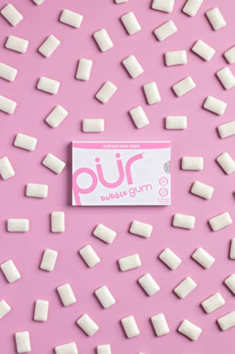 PUR Gum | Sugar Free Chewing Gum | 100% Xylitol | Vegan, Aspartame Free, Gluten Free and Keto Friendly | Natural Bubblegum Flavored Gum, 9 Pieces (Pack of 12)