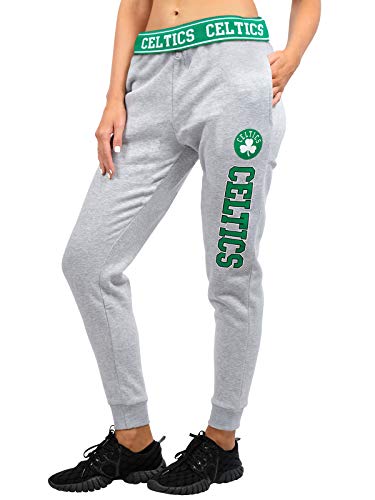 Ultra Game NBA Boston Celtics Womens Jogger Pants Active Basic Fleece Sweatpants , Heather Gray, Medium