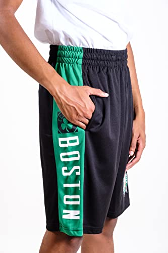 Ultra Game NBA Boston Celtics Mens Mesh Basketball Shorts, Black, Medium