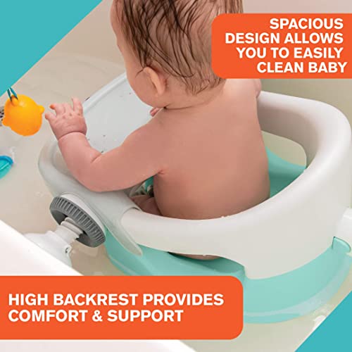 Summer My Bath Seat with Toys – Baby Bathtub Seat for Sit-Up Bathing with Backrest Support, Plus Fun Bath Toys – Easy to Set-Up, Remove, and Store, with Secure Suction Cups, Mint, 4 Piece Set
