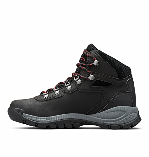 Columbia womens Newton Ridge Plus Waterproof Hiking Boot, Black/Poppy Red, 11 US
