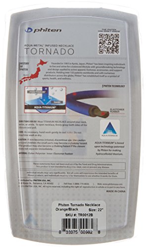 Phiten Tornado Necklace, Black/Orange, 22'