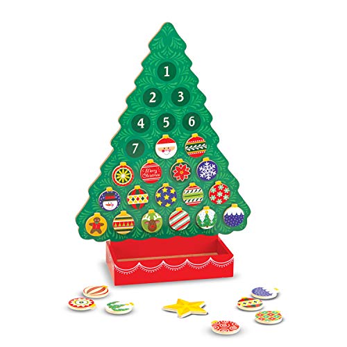 Melissa and Doug Countdown to Christmas Wooden Advent Calendar - Magnetic Tree, 25 Magnets , Orange