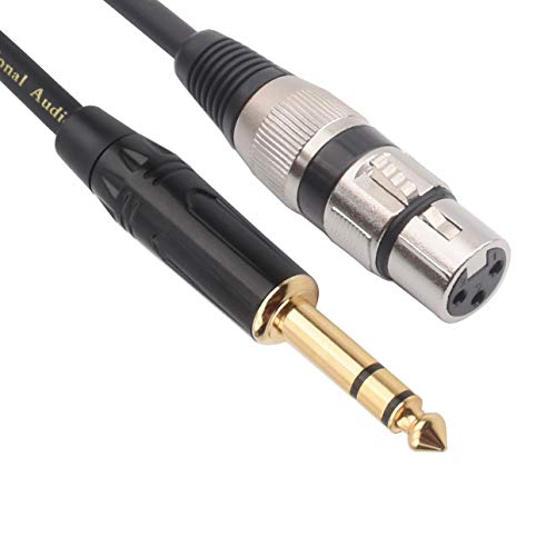 tisino XLR Female to 1/4 Inch (6.35mm) TRS Jack Lead Balanced Signal Interconnect Cable XLR to Quarter inch Patch Cable - 3.3 Feet