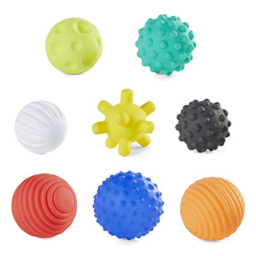 Infantino Sensory Balls, Blocks and Buddies - Textured, Soft and Colorful Toys Includes 8 Balls, 8 Numbered Blocks, 4 Animal Buddies, Ages 0 Months +, 20-Piece Set