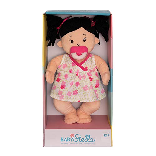 Manhattan Toy Baby Stella Black Hair Soft First Baby Doll, 15-Inch