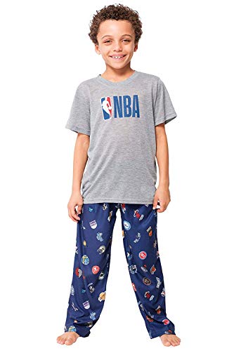 Ultra Game NBA Multi-Team Boys 2 Piece Pjs Lounge Pants and Tee Set, Navy, 8
