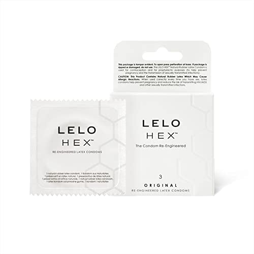 LELO HEX Original Condoms Thin with Increased Strength, Ultra Thin Condoms Lubricated for Men 0.045 mm Thin, 54 mm in Diameter (3 pack)
