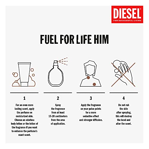 Diesel Fuel for Life Eau de Toilette Spray Perfume for Men, 4.2 Fl. Oz.