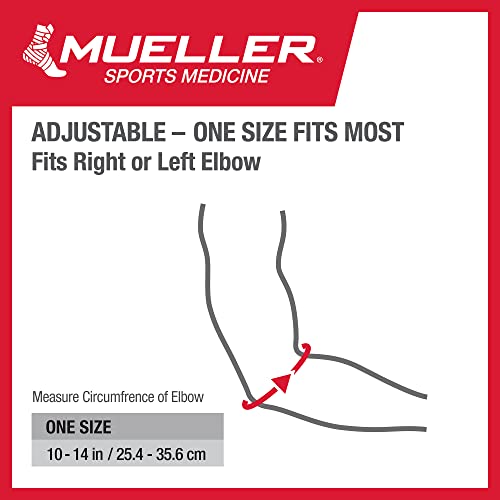 MUELLER Tennis Elbow Support with Gel Pad, Black, One Size Fits Most