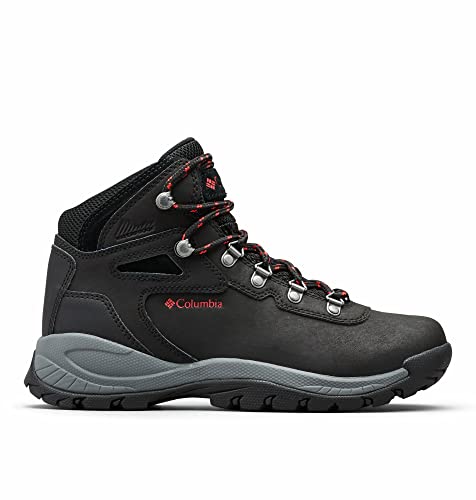 Columbia womens Newton Ridge Plus Waterproof Hiking Boot, Black/Poppy Red, 8.5 US