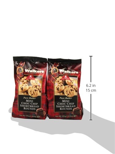 Walker's Shortbread Mini Chocolate Chip Cookies, Pure Butter Shortbread Cookies, 4.4 Oz (Pack of 6)