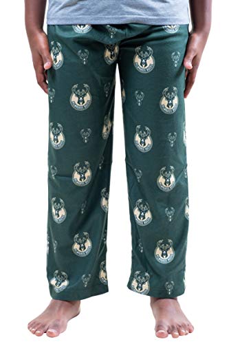 Ultra Game NBA Milwaukee Bucks Youth 2 Piece Pjs Lounge Pants and Tee Set, Team Color, 7