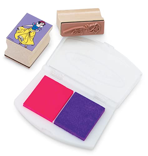 Melissa and Doug Disney Princess Wooden Stamp Set: 9 Stamps, 5 Colored Pencils, and 2-Color Stamp Pad - Disney Princess Coloring, Stamps With Washable Ink, Disney Stamps For Kids Ages 4+