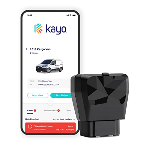 Kayo Business Fleet, GPS Tracker for Vehicles, 4G LTE and 5G, Real-Time GPS Tracking, 14-Day Free Trial, Simple Activation, Simple Plug-in Car GPS Tracker - 1 Pack
