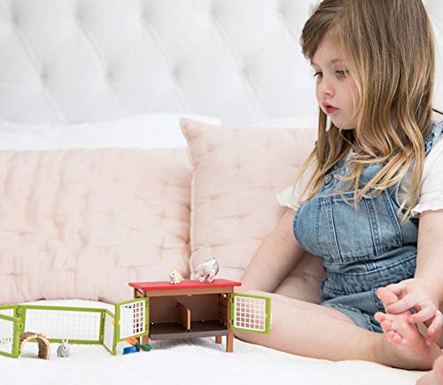 Schleich Farm Animal Toys and Playsets - Farm World 8 Piece Rabbit Hutch Set with Figurines, Farming Hutch and Accessories for Kids Ages 3 and Above