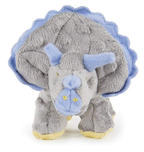 goDog Dinos Frills Squeaky Plush Dog Toy, Chew Guard Technology - Gray, Small