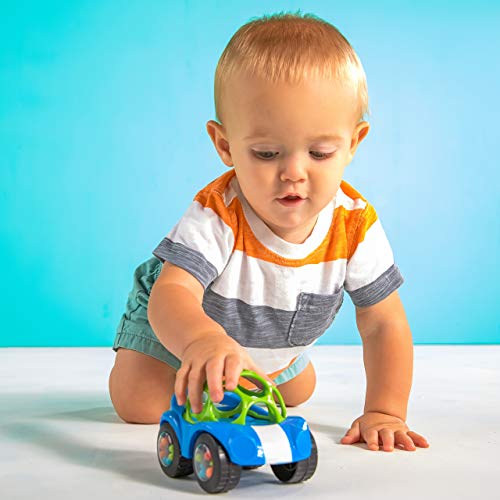Bright Starts Oball Rattle and Roll Sports Race Car Toy Push and Go Vehicle, Easy Grasp, Ages 3 Months +, Blue