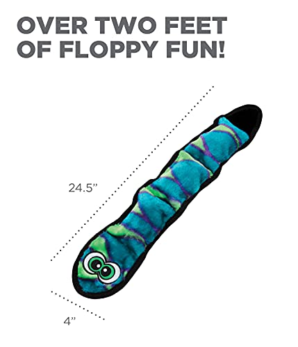 Outward Hound Invincibles Blue Snake Plush Dog Toy, Large