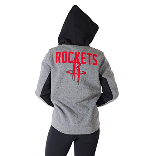 NBA Houston Rockets Women's Soft Fleece Full Zip Hoodie Sweatshirt Jacket, Heather Charcoal, M