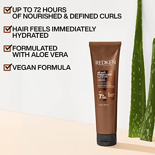 Redken All Soft Mega Curls Hydramelt Leave-In Treatment | For Extremely Dry Hair | For Curly and Coily Hair | Ultra Moisturizing Hair Lotion Enhances Shine | With Aloe Vera