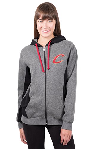 NBA Cleveland Cavaliers Women's Full Zip Hoodie Sweatshirt Jacket Dime, Large, Charcoal