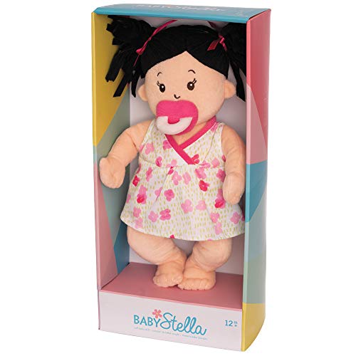 Manhattan Toy Baby Stella Black Hair Soft First Baby Doll, 15-Inch