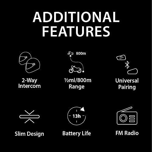 Cardo FRC2P001 - FREECOM 2 Plus Motorcycle 2-Way Bluetooth Communication System Headset - Black, Single Pack