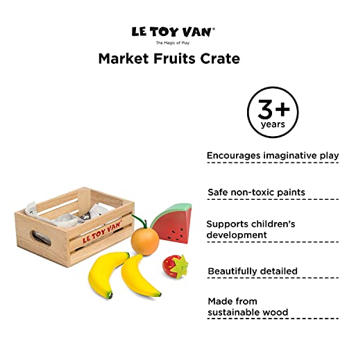 Le Toy Van Honeybake Collection Fruits '5 A Day' Food Crate Premium Wooden Toys for Kids Ages 3 Years and Up