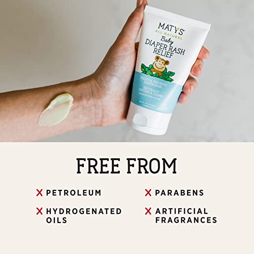 Maty's Baby Diaper Rash Relief Ointment - Natural Soothing Cloth Diaper Safe Cream Made With Organic Ingredients like Lavender, Aloe and Zinc, for Babies 2 months+, 3.75 Oz, 2 Pack