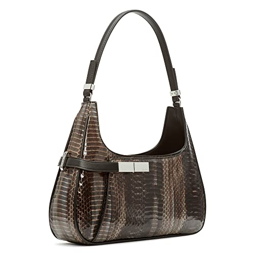 Calvin Klein Jade Top Zip Shoulder Bag, Black Python,One Size