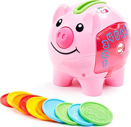 Fisher-Price Laugh and Learn Baby Learning Toy Smart Stages Piggy Bank With Music and Phrases For Infant To Toddler Ages 6+ Months