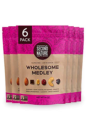 Second Nature Wholesome Medley Trail Mix - Healthy Nuts Snack Blend, Gluten Free - 14 oz Resealable Pouch (Pack of 6)