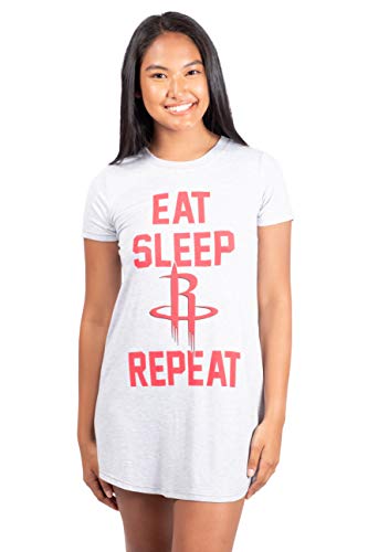 Ultra Game NBA Houston Rockets Womens Super Soft Sleepwear Pajama Loungewear Tee Shirt Nightgown, Heather Gray, Large