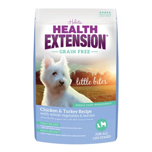 Health Extension Grain Free Little Bites for Dogs, Natural Food with Added Vitamins and Minerals, Perfect for Teacup, Toy and Miniature Dogs, Chicken and Turkey Recipe (3.5lb Bag)