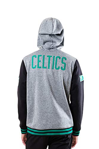 NBA Boston Celtics Mens Men's Full Zip Fleece Hoodie Letterman Varsity Jackett, Team Color, M