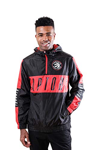 Ultra Game NBA Toronto Raptors Mens Quarter Zip Pullover Hoodie Windbreaker Jacket, Black, Small