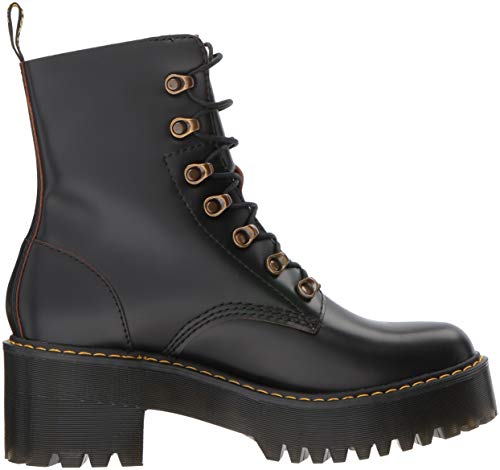 Dr. Martens Shoes Leona Boot, Black Vintage Smooth, 3 UK, Women's 5 US