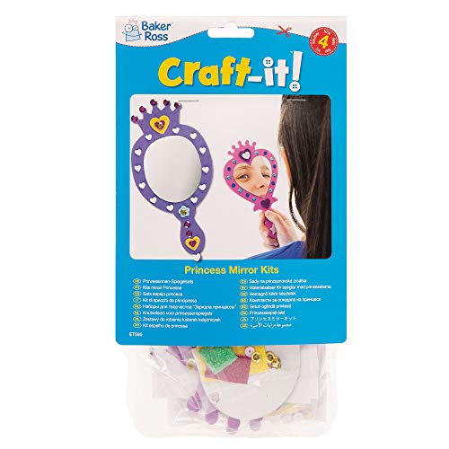 Baker Ross-ET595 Ltd Princess Foam Mirror Kits Self Adhesive Mirror and Foam Decorations, Children's Craft Activity (Pack of 4)