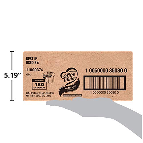 Nestle Coffee mate Coffee Creamer, Hazelnut, Liquid Creamer Singles, Non Dairy, No Refrigeration, Box of 180