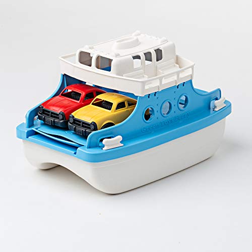 Green Toys Ferry Boat with Mini Cars Bathtub Toy, Blue/White, Standard