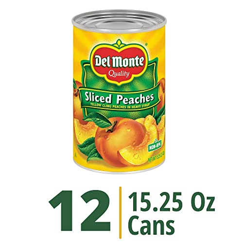 Del Monte MONTE Yellow Cling Sliced Peaches in Heavy Syrup, Canned Fruit,15.25 Ounce (Pack of 12) Can 51085