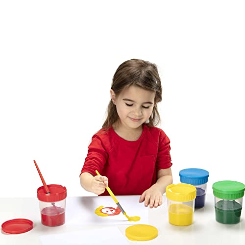 Melissa and Doug Spill-Proof Paint Cups - 4-Pack, Airtight Seal, Snap Lids - Kid-Safe Reusable No-Spill Paint Cups Storage Containers