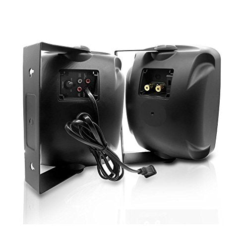 Pyle Outdoor Waterproof Wireless Bluetooth Speaker - 5.25 Inch Pair 2-Way Weatherproof Wall/Ceiling Mounted Dual Speakers w/Heavy Duty Grill, Universal Mount, Patio, Indoor Use PDWR54BTB (Black)