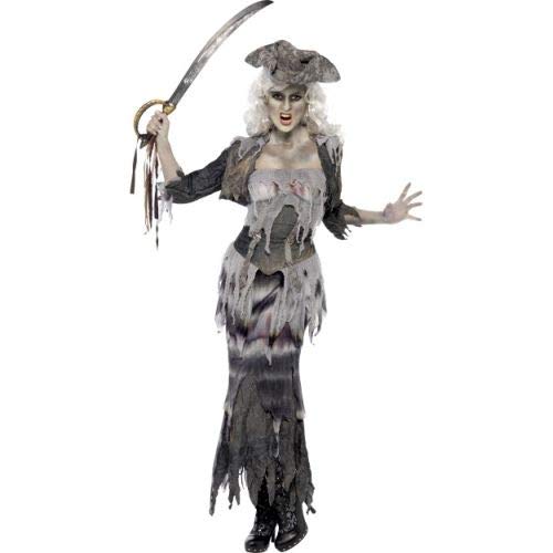 Smiffys womens Ghost Ship Ghoulina Adult Sized Costume, Grey, S - US Size 6-8