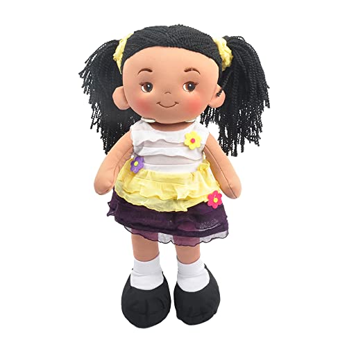 Linzy Plush 16' Yellow Aissa Rag Doll for Girls, Soft Plush, Sleeping Cuddle Buddy for Toddlers, Muñecas de trapo para niña