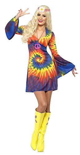 Smiffys womens 1960s Tie Dye Costume, Psychedelic, M - US Size 10-12