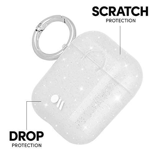 Case-Mate Protective AirPod Case Cover, Soft Silicone Cover with Keychain Ring for Men and Women, Compatible with Apple AirPods Series 1 and 2, Front LED visible - Crystal Clear