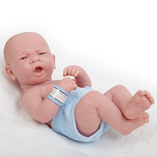 JC Toys 18504 La Newborn First Yawn 15-inch Real Boy Vinyl Doll , Blue