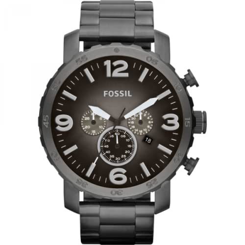 Fossil Men's Nate Quartz Stainless Steel Chronograph Watch, Color: Smoke (Model: JR1437)